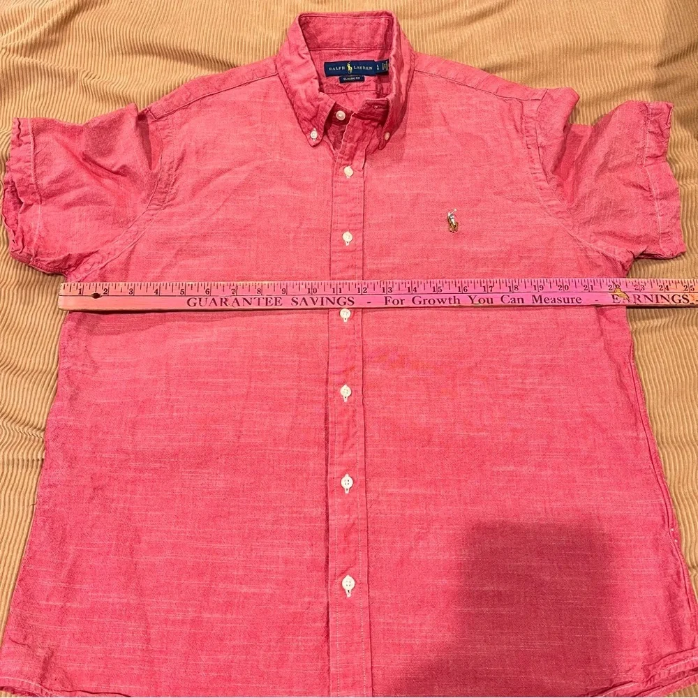 Polo RALPH LAUREN Men’s Large Red 100% Cotton Classic Fit Collared Dress SHIRT - Picture 10 of 13